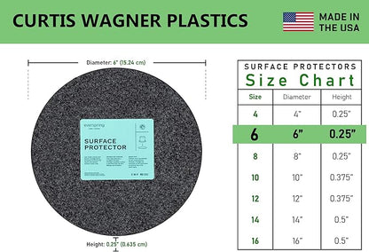 Curtis Wagner Plastics Corp. MA-600 Fabric Plant Mat (6" Diameter, Charcoal Gray, 5-Pack) - Round Fabric Plant Coasters - Use as Planter, Coaster or Pads for Your Arts & Crafts