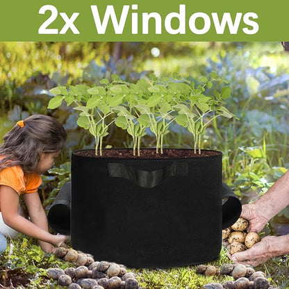 TCBWFY 20 Gallon Potato Grow Bags - 8 Pack Heavy Duty 14oz/yd With 2 Flaps, Sturdy Handles and Harvest Windows for Planting Vegetables, Carrots