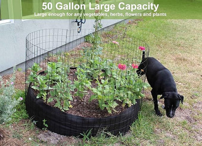 Raised Garden Bed, 2-Pack 50 Gallon Round Fabric Garden Grow Bags - Heavy Duty Breathable Fabric Planter Containers for Gardening Vegetables, Herbs, and Plants - Outdoor