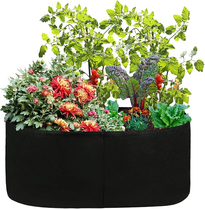 Firlar Fabric Raised Garden Bed, Fabric Raised Planting Bed Grow Bag, Fabric Pots Planting Pots for Herb Plants Flowers Vegetables, Black (35.4x35.4 Inch)