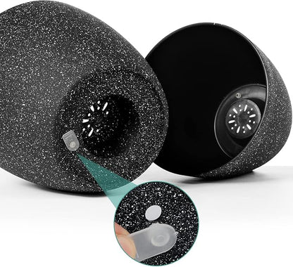 Vanavazon Plant Pots 9/8/7 Inch Set of 3 Flower Pots Indoor Outdoor Plastic Planters with Drainage Hole and Tray (Speckled Black)