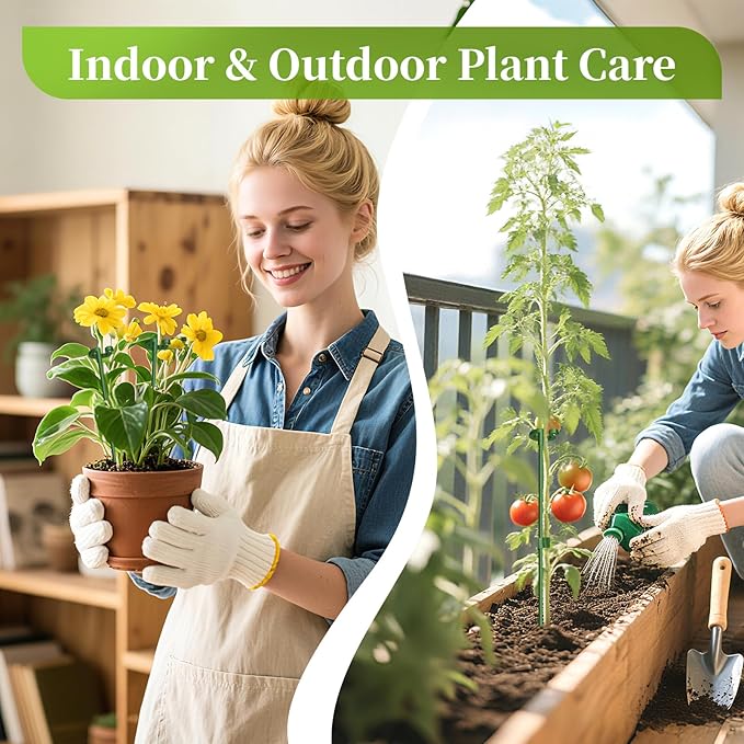 Fiberglass Plant Stakes 15-Pack - 10.8" & 14.6" Plant Support Sticks for Potted Plants, Veggies & Vines | Adjustable Stem Clips | Garden Stake for Tomatoes, Cucumbers, Climbing Flowers