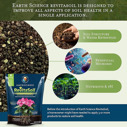 Earth Science RevitaSoil, 4 lb - Organic Soil Revitalizer - Earthworm Castings (Worm Castings) Plus Natural Nutrients & Biology - Grow 3X More, Amendment for Gardens, Potted Plants, Raised Garden Beds
