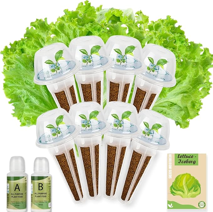 8-Pod Iceberg Lettuce Seed Pod Kit for Aerogarden, Includes Iceberg Seeds - Universal Hydroponic Pods Indoor Gardening Supplies (8-Pod)