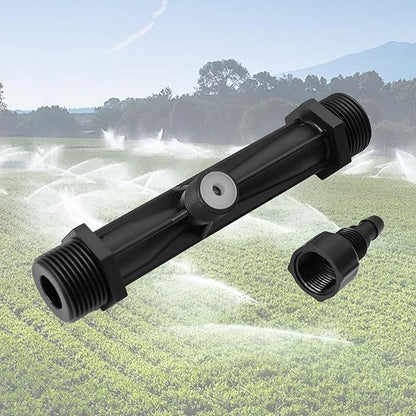 2Pcs 3/4 Inch Venturi Fertilizer Injector, Black Plastic Irrigation Mixer Tube, Agricultural Water System Device for Garden Farm Lawn