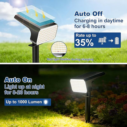 LANSOW Solar Spot Lights Outdoor Waterproof IP67, (12 Pack/90 LED/4 Modes) Solar Landscape Spotlights, 2-in-1 Solar Powered Flood Lights for Yard Garden Pathway Outside Tree, Auto ON/Off(Warm White)