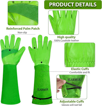 Long Gardening-Gloves Women/Men-Thorn proof Rose Pruning Heavy Duty Gauntlet, Best Garden Gifts for Gardener-S