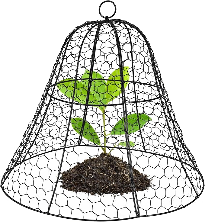 Homarden Garden Cloche Plant Protectors from Animals - Bell Screen Shape Plant Cage - Garden Protection from Animals - Plant Covers for Outdoor Vegetable Garden or Indoor Potted Plants - Black