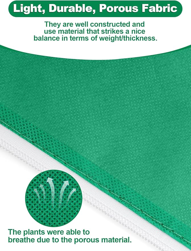 Abimars Thicker Plant Covers Freeze Protection Jacket 2.36 oz/yd², 5.2'x6.5' Reusable Winter Plant Covers with Drawstring & Zipper, 2 Pack Light, Porous Fabric for Plant Breathing