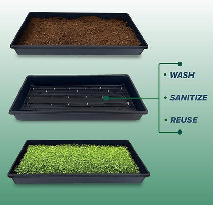 10 Plant Growing Trays (WITH Drain Holes) - 20" x 10" - Perfect Garden Seed Starter Grow Trays: For Seedlings, Indoor Gardening, Growing Microgreens, Wheatgrass & More - Soil or Hydroponic