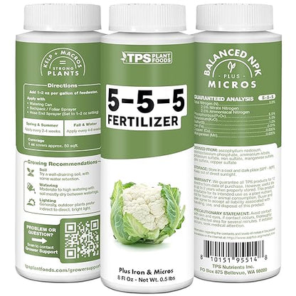 5-5-5 Fertilizer for Plants, Great for Vegetables, Flowers, and Shrubs, Liquid Plant Fertilizer by TPS Plant Foods, 32oz (1 Quart)