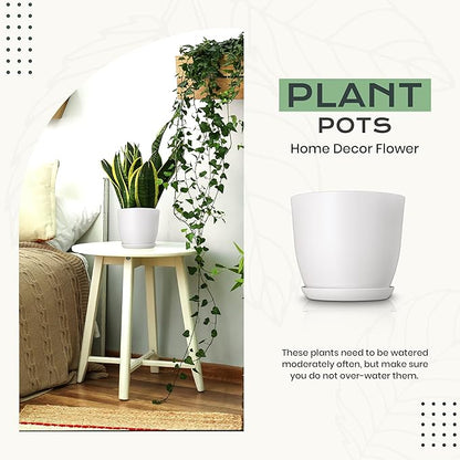 Utopia Home - Plant Pots Indoor with Drainage - 7/6.6/6/5.3/4.8 Inches Flower Pots for Indoor Planter - 10 Pack Plastic Planters - Ideal for Stocking Stuffers or Home Christmas Decorations - White