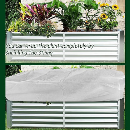Rectangular Plant Cover Frost Big Size for 8×4×2FT Non Woven Fabric Garden Bed Cover with Zip Drawstring for Winter Cover Protection，Raised Beds Protect Plant Vegetable from Winter Frost