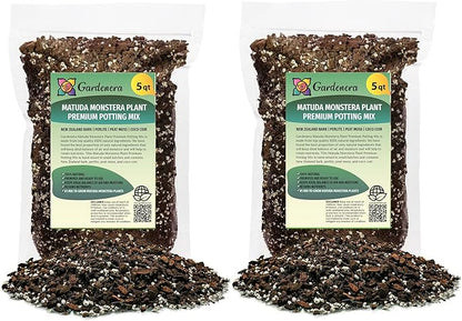 GARDENERA Monstera Siltepecana Matuda Planting Mix - Promotes Steady Growth and Healthy Leaves - 10 Quart (2 Bags of 5 Quart)