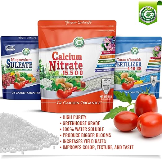 Calcium Nitrate 15.5-0-0 Fertilizer - Made in USA - 5LB Greenhouse Grade Plant Food for Hydroponics, Plants & Gardens – Fruit, Vegetables. Blossom End Rot Tomatoes