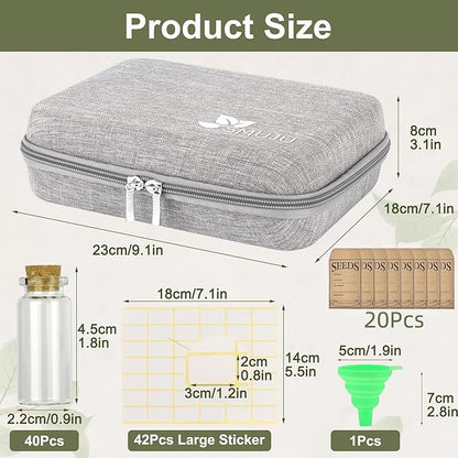 40 Slots Seed Storage Organizer with 20 Seed Envelopes, Sturdy Organizer Storage Box with Label Stickers, Glass Container for Flower Vegetable Garden Seed Saving (Seeds not Included)