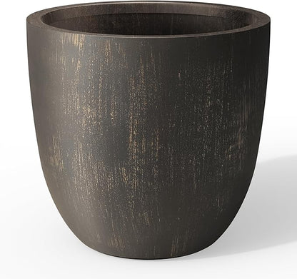 Kante Round Concrete Planter, Large Outdoor Indoor Garden Pots with Drainage Hole, 14-Inch Diameter Flower Pots for Patio, Garden and Home, Antique Bronze
