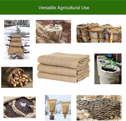 Heavy-Duty Burlap Sacks 23" X 38.6" with Drawstring, 3 Pack – Eco-Friendly Reusable and Durable Gunny Sacks for Potatoes, Grains, Gardening, Sack Racing and Frost Protection