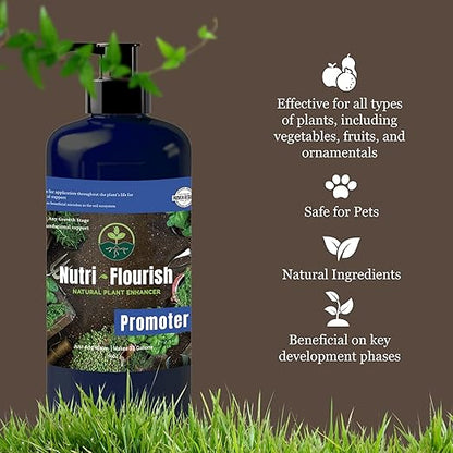 Promoter - Liquid Plant Enhancer for Gardening & Potting | Boost Soil Organic Matter | Nutrients for Flowering Plants and Vegetables to Promote Growth, 16 Oz