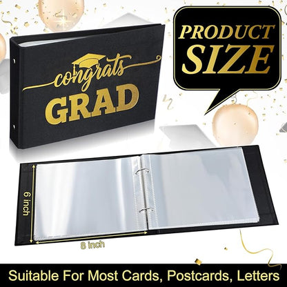 Spiareal Graduation Card Organizer Set Greeting Card Holder 6 x 8 Inches 100 Pages Stamping Binder Album Display Organization Storage for Graduation Gift Grad Party Favors Greeting Photo Gift