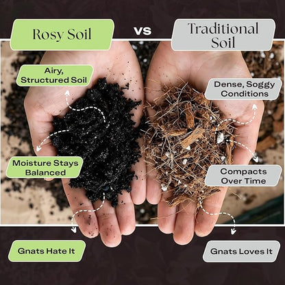 Rosy Soil Plant Food - Microbially Active Fertilizer for Houseplants, Herbs, Flowers – Enriched with Biochar, Kelp, and Worm Castings – Organic Food for Healthy Growth – 4 Quarts