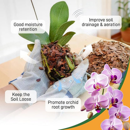 9qt Orchid Bark Horticultural Grade- Natural Mulch for Potted Plants, Root Development of Orchid Plants and Garden Soil Amendment Mix