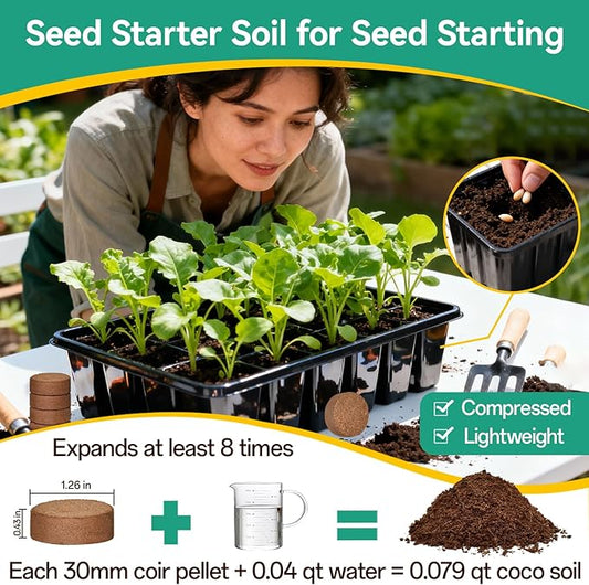 ZeeDix 50 Pcs 30mm Organic Coco Coir Pellets for Seed Starter, Compressed Coconut Coir Potting Soil for Planting, Garden Soil for Indoor Outdoor Plants Bonsai Herbs Flowers Vegetables