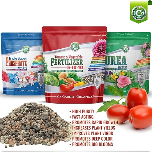 5-10-10 Tomato & Vegetable Fertilizer - Made in USA - NPK + Micronutrients Plant Food for Flower Gardens - (Cz Garden Organics All Purpose Fertilizer 8LB)
