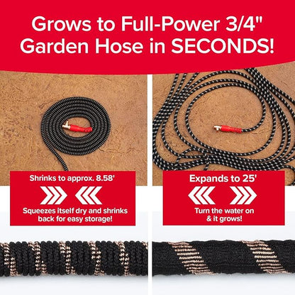 Pocket Hose Copper Head Expandable Garden Hose 25 ft with Pocket Pivot, No Tangles, AS SEEN ON TV, 360° Swivel, Tri-Tex Tubing, Force Field Jacket, Lead-Free, No-Kink, Anti-Burst w/APT