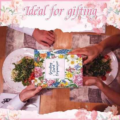 chiazllta Greeting Card Organizer Book with Pockets and File Keeper Dividers Floral Month by Month Card Keeper Book Greeting Card Books for Birthdays Weddings Graduation Parties Holiday Reminders