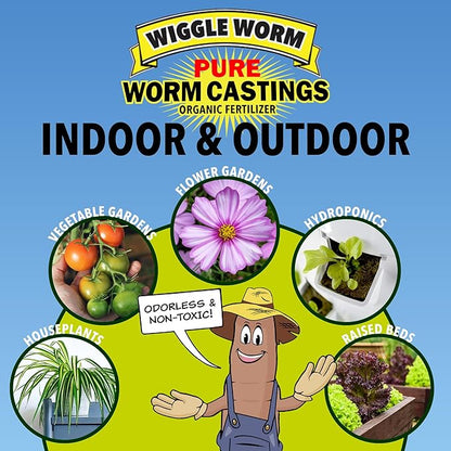 100% Pure Organic Mineral-Dense Worm Castings Fertilizer, 15lbs - Improves Soil Fertility and Aeration for Growing Better Houseplants, Vegetables, and More