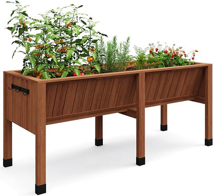GarveeHome Hooks for 6X2X2.5 ft Raised Garden Bed, Wooden Raised Planter Box Outdoor for Growing Vegetables and Herbs, Depth 13.7 Inch，Planter Raised Beds-Acorn Brown