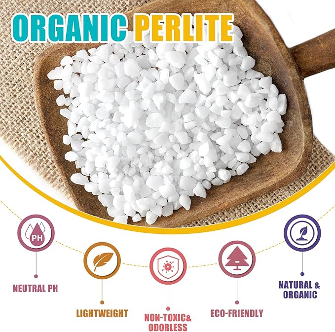 30QT Organic Perlite for Plants,3-6mm Horticultural Perlite 100% Natural for Gardening,for Indoor & Outdoor Plant to Enhanced Drainage and Promotes Soil Root Growth