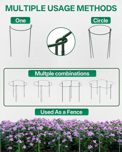 Breeze Touch 8 Pack Plant Support Stakes, 24 Inch Plant Stakes for Outdoor Plants, Peony Cage with 15 Pcs Green Lables, Peony Cages and Supports, Peonies Support Cages Flower Stakes for Plants