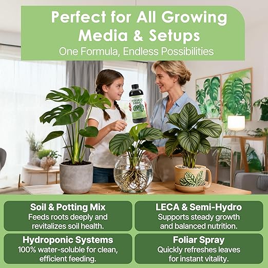 Foliage Fertilizer—Tropical Plant Fertilizer Precision Formula for Monstera, Philodendron, Alocasia, Calathea, Ferns & All Indoor Houseplants, MonsteraFertilizer for Foliage Green Growth& Strong Roots