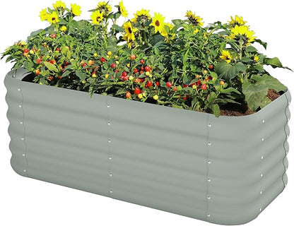 Galvanized Raised Garden Bed, Outdoor Planter Bed, Metal Planter Box for Gardening and Planting,4x2x1.5ft, Light Green