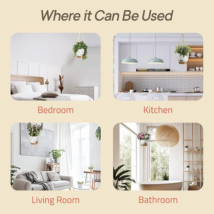 White Hanging Self Watering Pots with Macrame Ivory Rope, 3 Pack Indoor & Outdoor Hanging Plant Pots with Built-in Reservoir, Wick Rope, Drainage Holes & Hooks, Stylish Boho Decor Hanging Planter