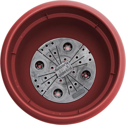 Bloem Ariana 10" Burnt Red Round Self-Watering Resin Planter Pot - Rolled Rim Indoor and Outdoor Gardening Planter