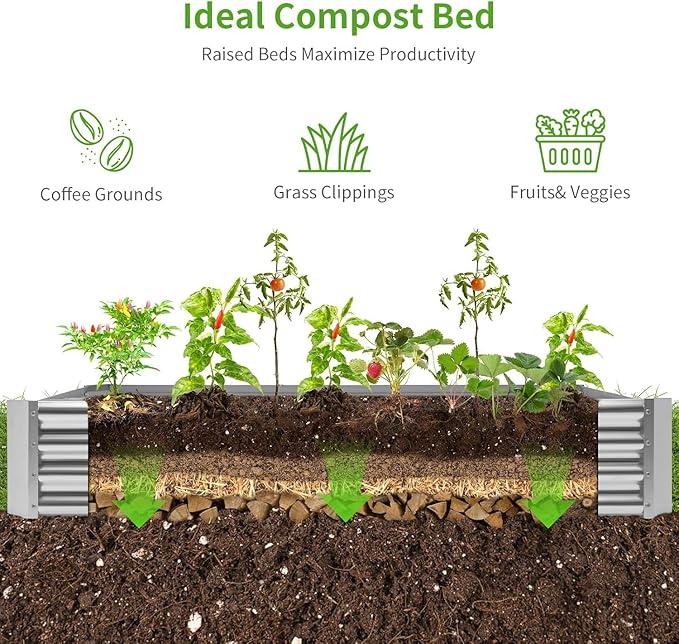 Land Guard 3 Pack 8×4×1ft Galvanized Metal Raised Garden Bed, Metal Planter Kit Box Outdoor for Deep-Rooted Vegetables, Flowers, Green and Herbs, Silver