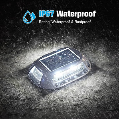 VOLISUN Solar Driveway Lights Dock Deck Lights 4 Pack,9 Colors in 1 Led IP67 Waterproof Outdoor Warning Step Lights for Driveway Sidewalk Pathway RGB