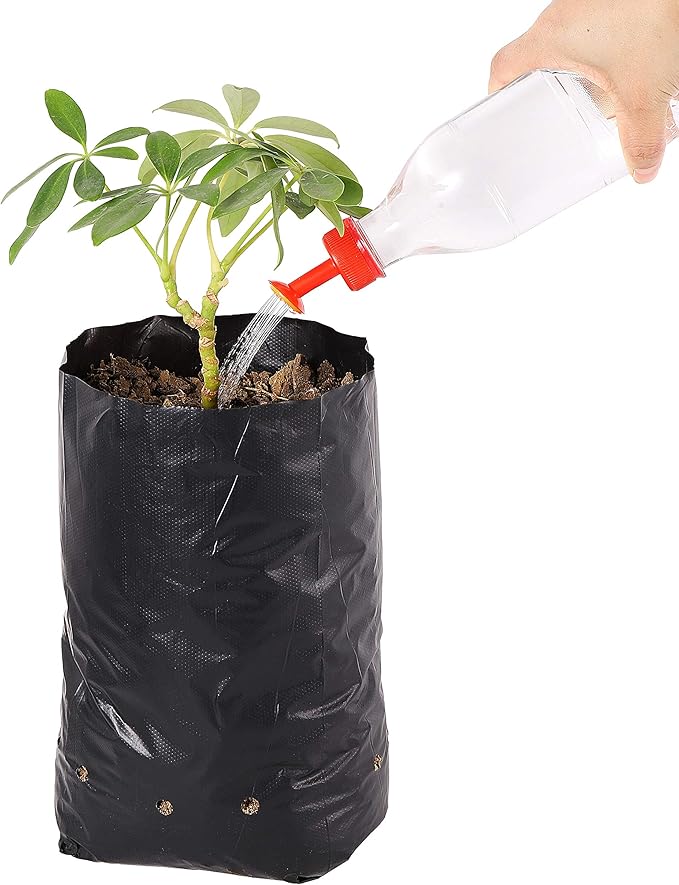 100 Pcs Nursery Growing Bags Seedling Starter Bags with 30 Plant Labels & 2 Mini Watering Sprinklers Plant Grow Bags Plants Pots Plastic Pouches for Garden Trees,Flowers, Vegetable(9.2x4.9x3.5 Inch)