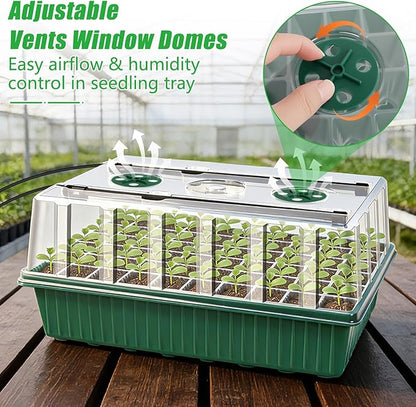 2 Set 120-Cell Seed Starter Kit with Seedling Heat Mat, Self-Watering Seed Starter Tray with Adjustable Brightness Timed Grow Light Humidity Domes, Indoor Seedling Starter Tray Plant Germination Kit