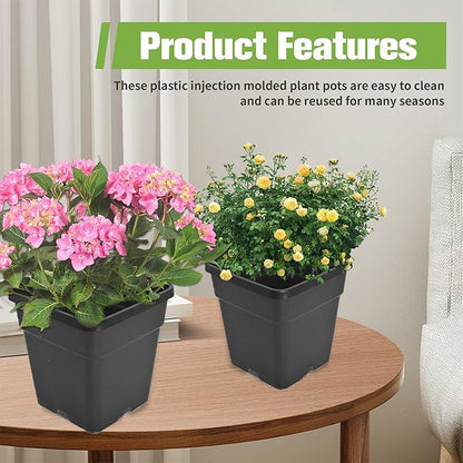 HOSTIC 3 Gallon Square Nursery Pots Flexible Plastic Pots for Plants Gallon Pot with Drainage Holes 10 Pcs