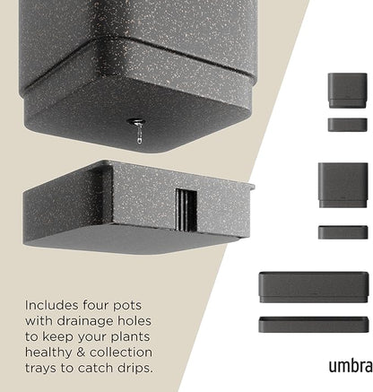 Umbra Cubiko Wall Planter with 4 Lightweight and Durable Pots (Black)