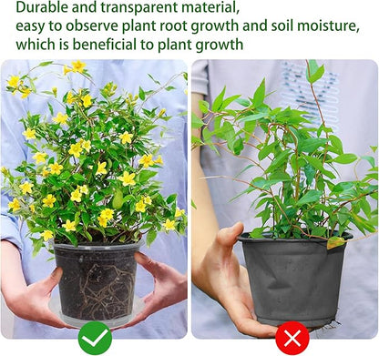 30 Pack 3/4/5 Inch Clear Nursery Pots with Drainage and 30 Pack Plant Saucers, Plant Pots for Plants Transparent Potting Containers for Plants Seeding Starter Pot (Clear, 3/4/5 Inch)