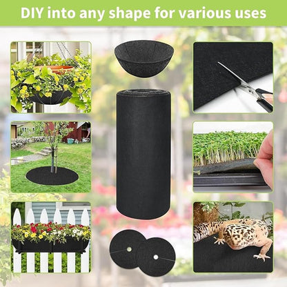 12x120 Inch Non Woven Flower Pot Liner Roll, Felt Planter Liner Roll, Fabric Planter Liners Rolls, Coco Liners Alternative Basket Planters lining for Planters Hanging Basket Window Box (12x120 Inch)