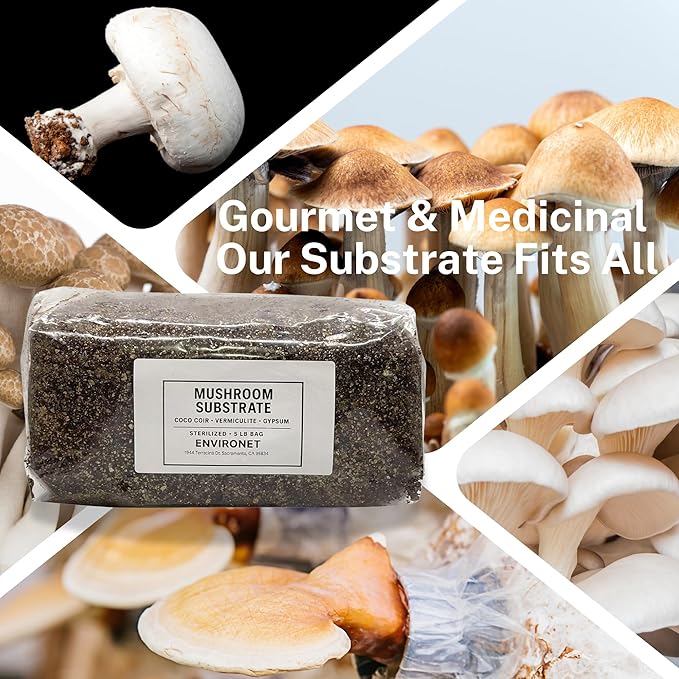 Premium Ready-to-Use Mushroom Substrate - 5 LB Mix with Coco Coir, Vermiculite, Gypsum, Sterilized Substrate Ideal for Mushroom Growing