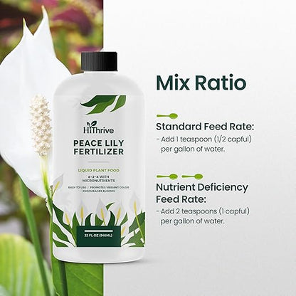 32oz Peace Lily Plant Indoor Live Fertilizer - Makes 192 Gallons of Peace Lily Fertilizer - Nutrient-Rich Liquid Plant Food for Lush Foliage, Stronger Roots, and Elegant White Blooms