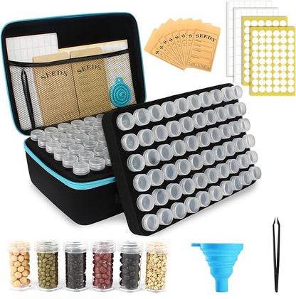 120 Slots Seed Storage Organizer with 25 Envelopes Portable Sturdy Seeds Container Box Airtight Garden Seed Saver Saving Kit (medium-120 Slots)