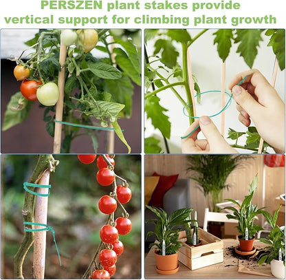 Plant Stakes 50 PCS Garden Bamboo Sticks Plant Support Stakes for Indoor and Outdoor Plants, Wooden Sign Posting Flower Pot Garden Stakes(15" 25pcs+17" 25pcs)